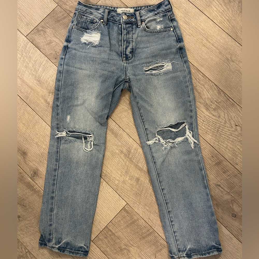 Pac Sun Distressed Denim Mom Jean